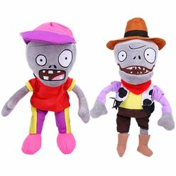 BASHERISE 2 PcS PVZ Plush Zombies Sets Toys Stuffed Soft PVZ Figure Doll cows Zombies and Peaked cap Zombies, great gift for christmas, Bi