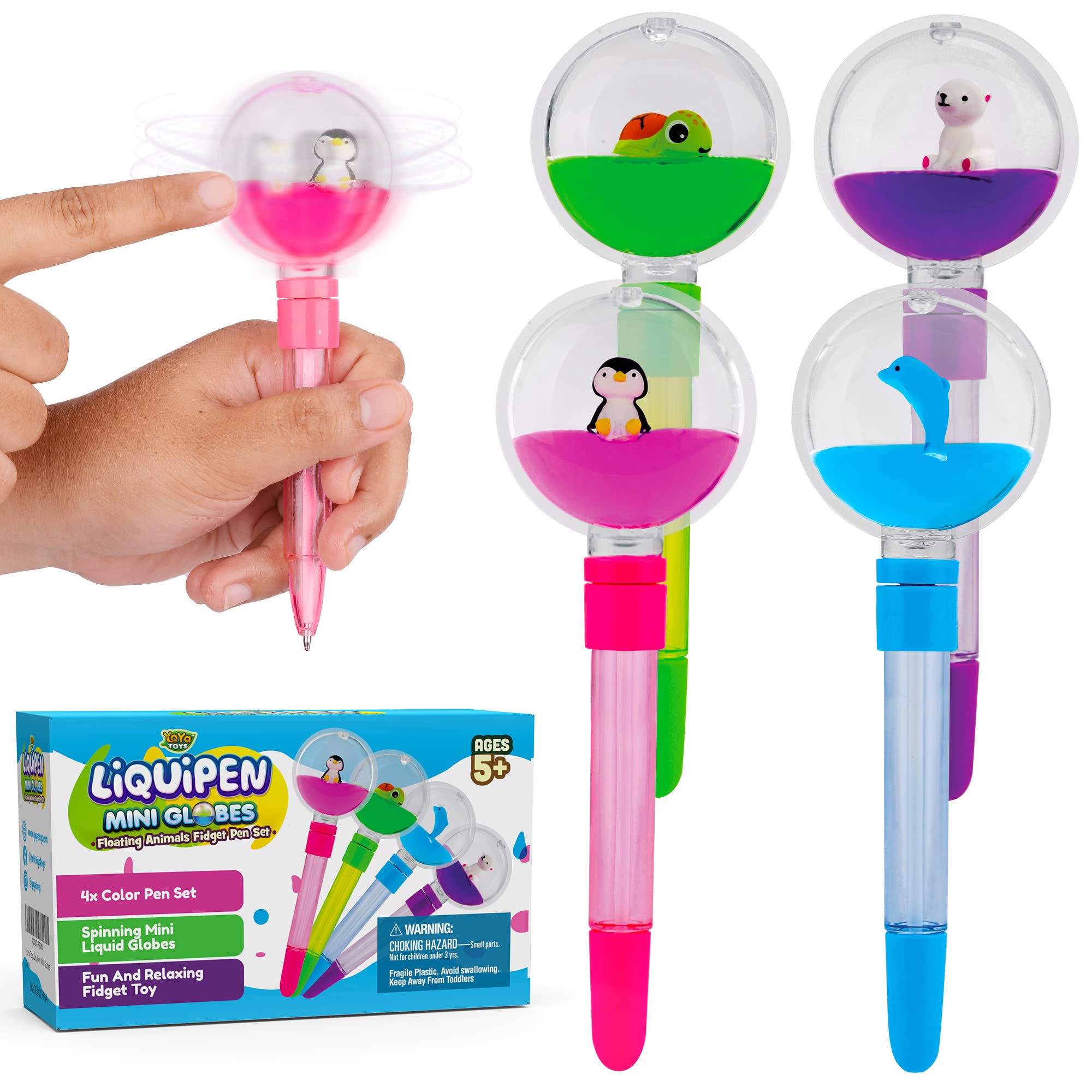 yoya toys LQPNMNGLBS001 Yoya Toys Fidget Pens for Kids Liquid Motion  Bubbler Sensory Toy - colorful Animal gel Pens for Kids great for Easing  Stress, cu