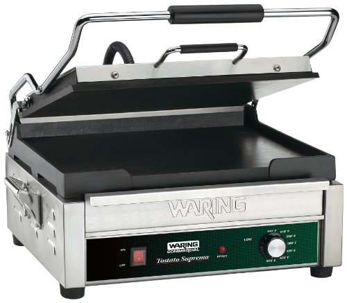 Waring Commercial WFG275 Full Sized 14" x 14" Flat Toasting Grill, 120V, 1800W, 5-15 Phase Plug