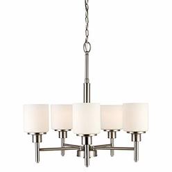 Design House 556639 Aubrey Transitional Indoor Light Dimmable Frosted Glass, 5 Chandelier, Satin Nickel