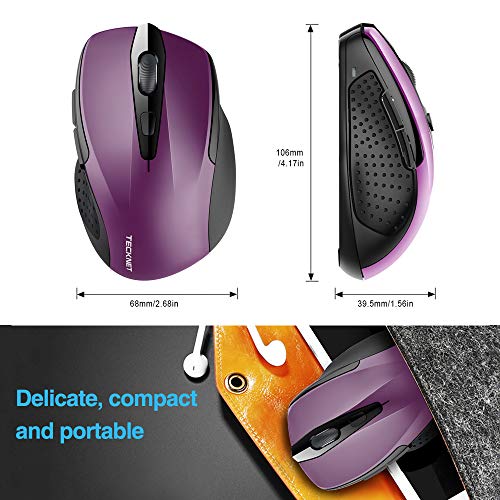 TECKNET Pro 2.4G Ergonomic Wireless Optical Mouse with USB Nano Receiver for Laptop,PC,Computer,Chromebook,Notebook,6 Buttons,24