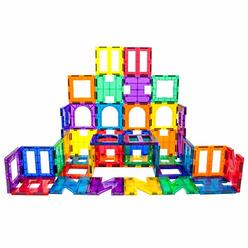 PicassoTiles 42 Piece Magnetic Building Block Set Playboards Magnet Tiles Construction Toy Educational Kit Tile Magnets Engineer