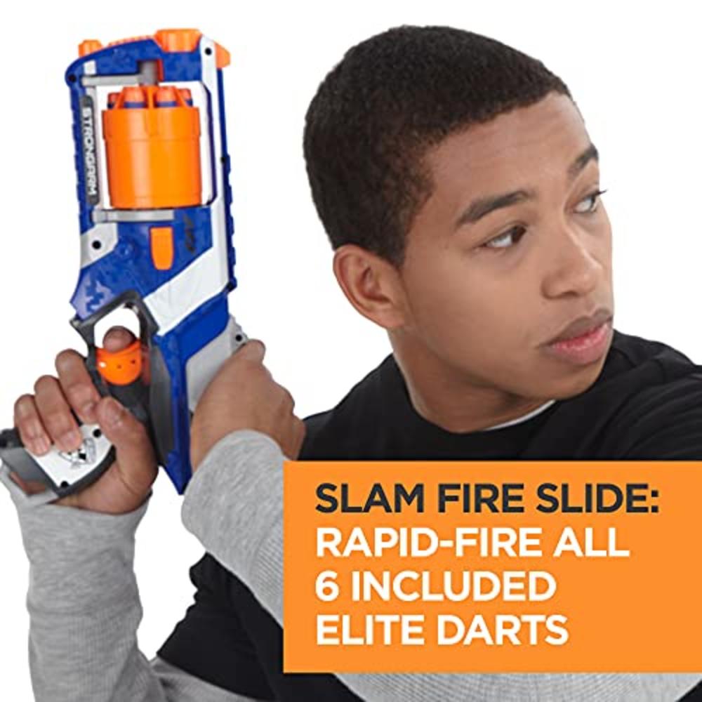 Nerf N Strike Elite Strongarm Toy Blaster With Rotating Barrel, Slam Fire, And 6 Official Nerf Elite Darts For Kids, Teens, And 
