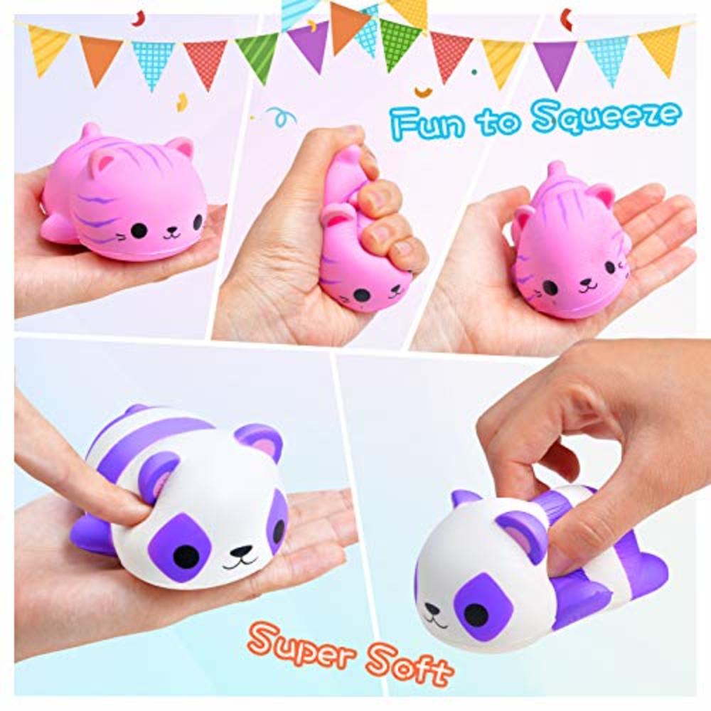 FLY2SKY 6PCS Jumbo Squishies Slow Rising Squishies Animal Newest Cat Squishy Toys Party Favors Goodies Bags Class Prize Scented & Kawaii