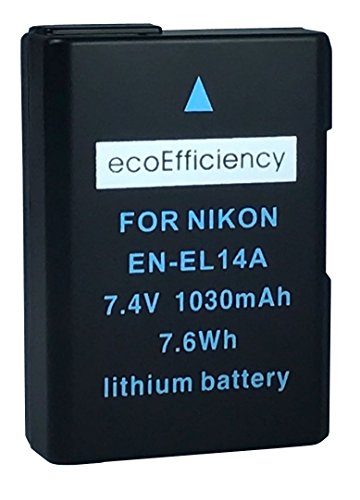 ecoEfficiency Fully Decoded EN-EL14, EN-EL14A Battery for Nikon D3400 Digital SLR Camera