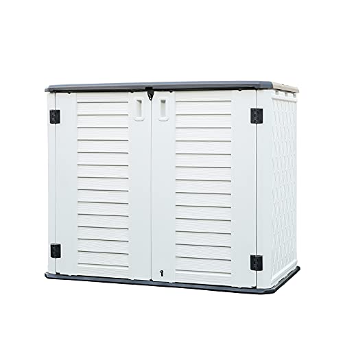 KINYING Outdoor Storage Shed - Horizontal Storage Box Waterproof for Garden, Patios, Backyards, Multi-Opening Door for Easy Stor