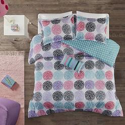 Mi Zone Carly Comforter Set Full/Queen Size - Teal, Purple , Doodled Circles Polka Dots ? 4 Piece Bed Sets ? Ultra Soft Microfib