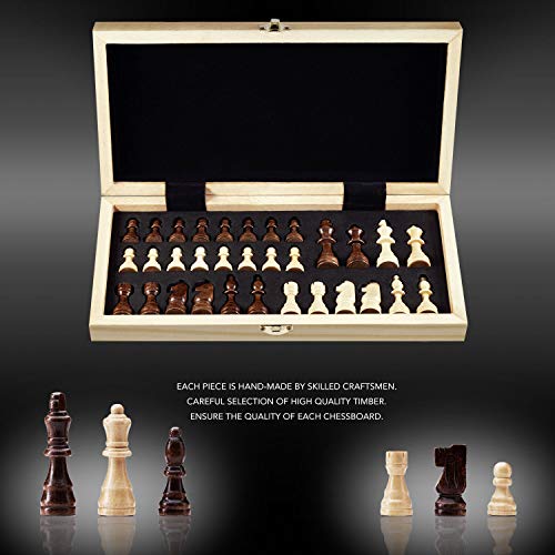 Amerous Chess Set, 12"x12" Folding Wooden Standard Travel International Chess Board Game Set with Magnetic Crafted Pieces