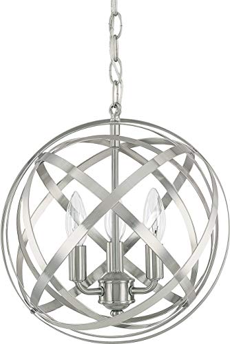 Capital Lighting 4233BN Axis Metal Ribbons Web Orb Pendant Lighting Fixture with Adjustable Bands, 3-Light 180 Total Watts, 13"H