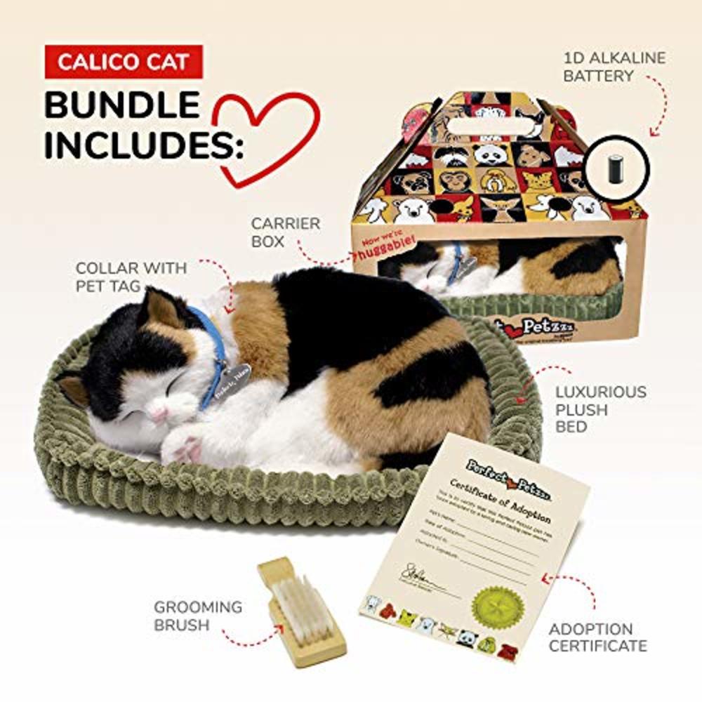 Perfect Petzzz Original Petzzz Calico Cat Realistic, Lifelike Stuffed Interactive Pet Toy, Companion Pet Dog with 100% Handcraft