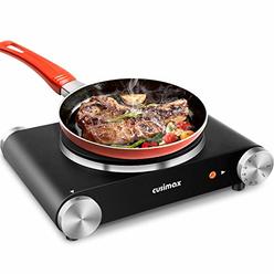 CUSIMAX Electric Burner Hot Plate for Cooking Cast Iron hot plates, Adjustable Temperature Control, Non-Slip Rubber Feet Stainle