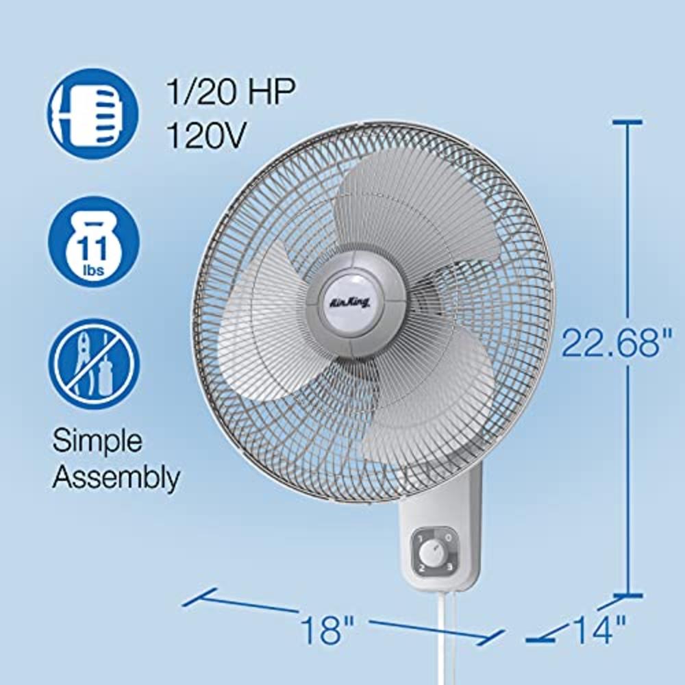 Air King 9016 Commercial Grade Oscillating Wall Mount Fan, 16-Inch