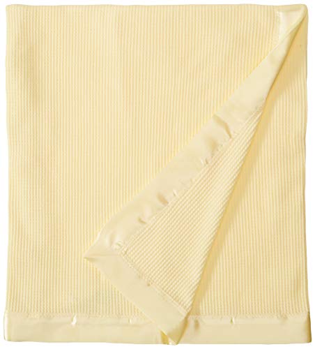 Starting Out Thermal Waffle Weave Baby Blanket with Satin Nylon Trim  (Yellow)