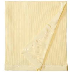 Starting Out Thermal Waffle Weave Baby Blanket with Satin Nylon Trim (Yellow)