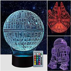 Manco 3 Pattern 16 Colors 3D Star Wars Night Light Star Wars 3D Lamp Birthday Gifts for Star Wars Fans