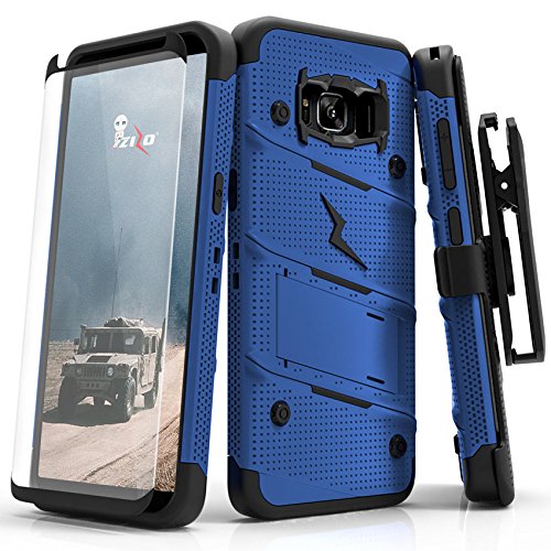 ZIZO Bolt Series for Samsung Galaxy S8 Plus Case Military Grade Drop Tested with Tempered Glass Screen Protector Holster Blue Bl