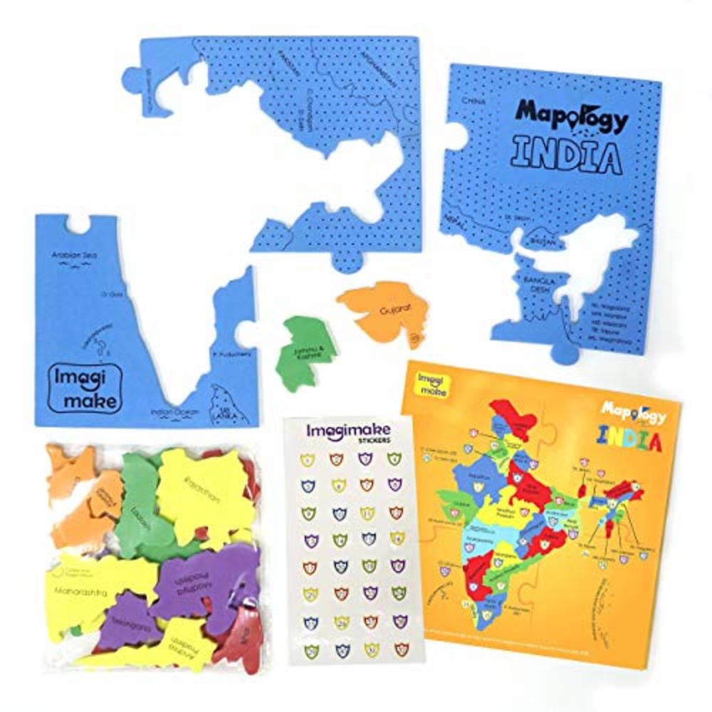 Imagimake: Mapology India- States of India- Play and Learn India Map in Puzzle- Jigsaw Puzzle- Educational Toy- for Boys & Girls