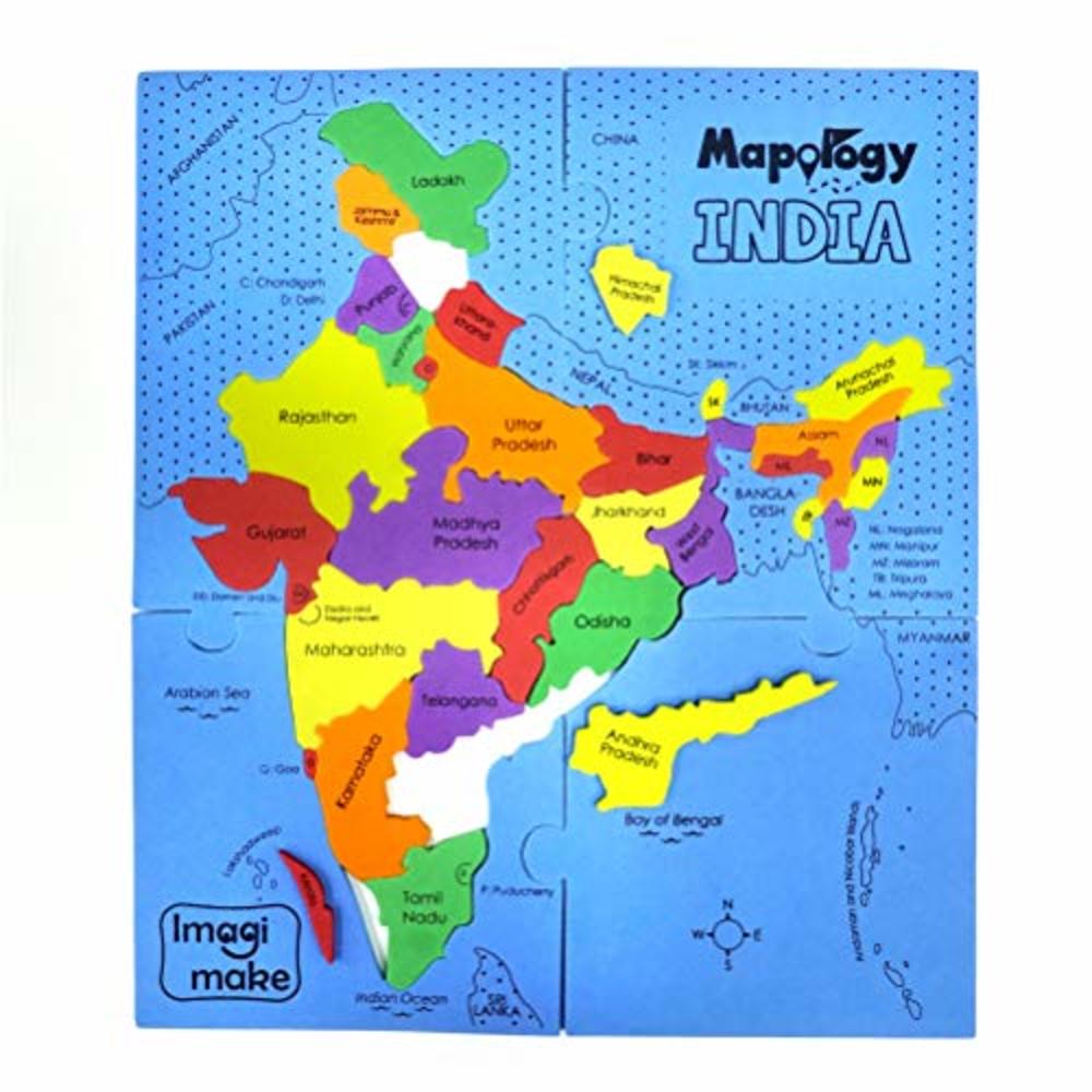Imagimake: Mapology India- States of India- Play and Learn India Map in Puzzle- Jigsaw Puzzle- Educational Toy- for Boys & Girls