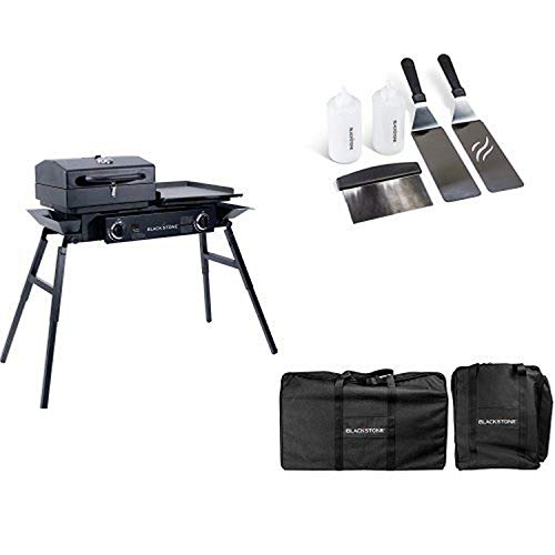 Blackstone Tailgater Portable Gas Grill and Griddle Combo & Cover + Griddle Tool Kit Bundle