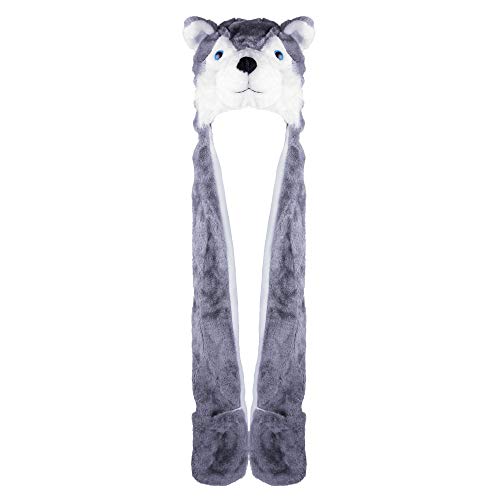Super Z Outlet Husky Timber Wolf Cute Plush Animal Winter Hat Warm Winter  Fashion (Long) (Gray)