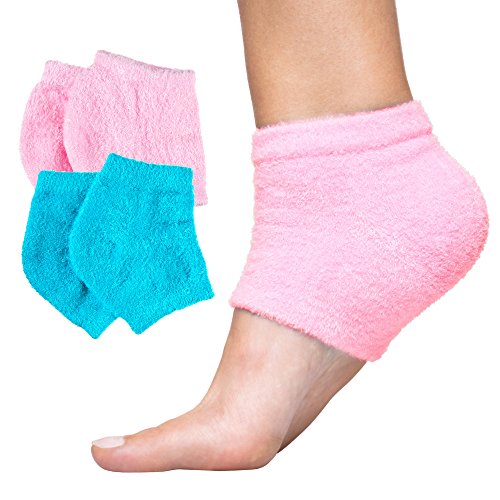 ZenToes Moisturizing Heel Socks 2 Pairs Gel Lined Fuzzy Toeless Spa Socks to Heal and Treat Dry, Cracked Heels While You Sleep (