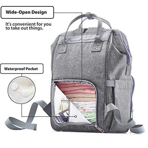 KiddyCare Diaper Bag Backpack ・Multi-Function Baby Bag, Maternity Nappy Bags for Travel, Large Capacity, Waterproof, Durable & S