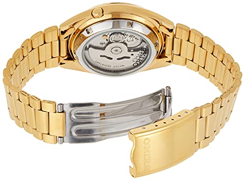 Seiko Mens SNXL72 Seiko 5 Automatic Gold-Tone Stainless Steel Bracelet Watch with Patterned Dial