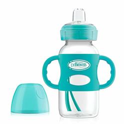 Dr. Browns Milestones Wide-Neck Transition Sippy Bottle With Silicone Handles - Turquoise - 9Oz - 6M+
