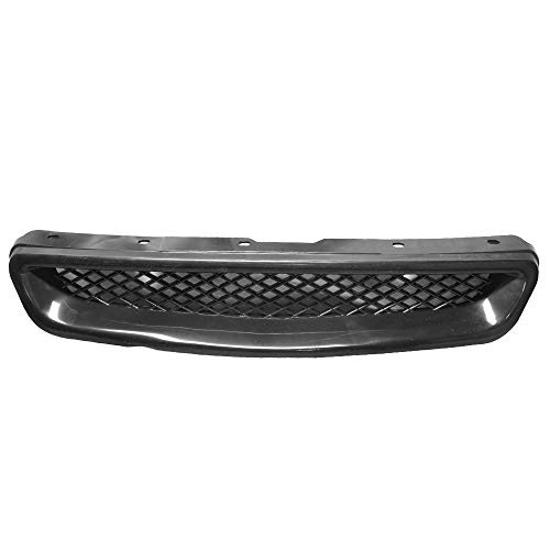 IKON MOTORSPORTS Grille Compatible With 1999-2000 Honda Civic, T-R Style ABS Plastic Black Front Bumper Grill Hood Mesh by IKON MOTORSPORTS