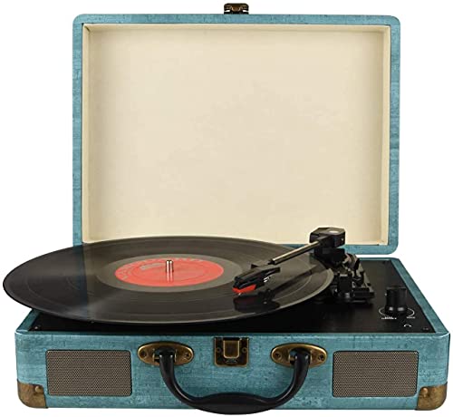 KEDOK Vinyl Record Player Turntable with Built-in Bluetooth Receiver & 2 Stereo Speakers, 3 Speed 3 Size All-in-one Suitcase Record Pl
