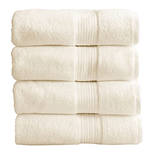 great bay home 4-Pack Bath Towel Set. 100% Cotton Bathroom Towels. Absorbent Quick-Dry Bath Towels for Home. Cooper Collection. (Bath Towels, I
