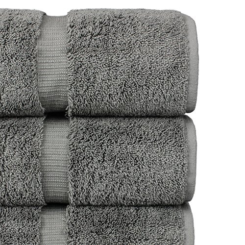 Chakir Turkish Linen Luxury Hotel & Spa 100% Cotton Premium Turkish Bath Towels, 27" x 54 (Set of 4, Gray)