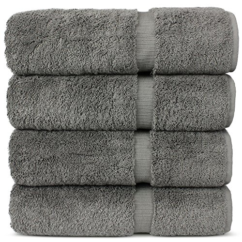 Chakir Turkish Linen Luxury Hotel & Spa 100% Cotton Premium Turkish Bath Towels, 27" x 54 (Set of 4, Gray)