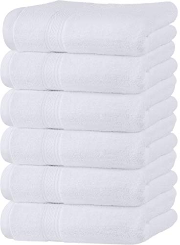 Utopia Towels Cotton Hand Towels, 6 Pack Towels, 600 GSM (6 Piece Hand Towels, White)