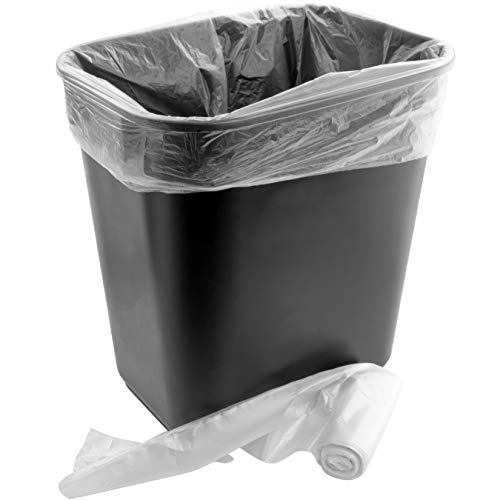 Mop Mob Space-Saving Trash Can and 100x 4 Gal. Leak-Proof Liners Set. Small Black Plastic Wastebasket and Clear Bags Great for Bathroom,