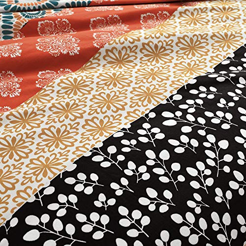 Lush Decor Bohemian Stripe Reversible Cotton 3 Piece Duvet Cover Set, Full/Queen, Turquoise & Orange