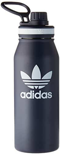 adidas Originals 1 Liter (32 oz) Metal Water Bottle, Hot/Cold Double-Walled Insulated 18/8 Stainless Steel, Shadow Navy/White, O