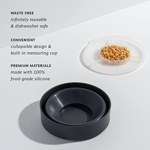 W&P Microwave Silicone Personal Popcorn Popper Maker | Charcoal | Collapsible Bowl w/ Built In Measuring Cup, BPA Free, Eco-Frie