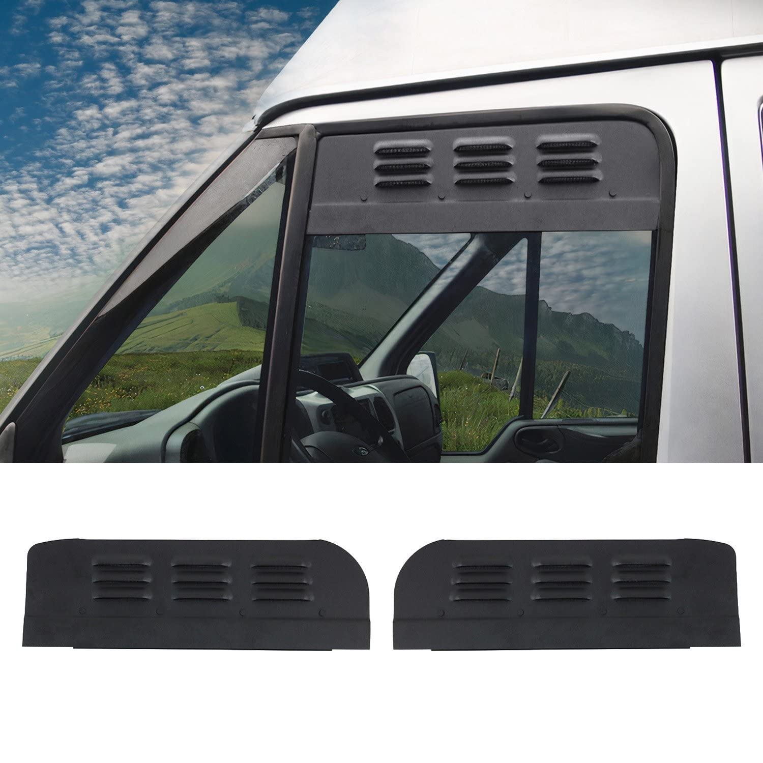 OMAc Window Air Vent for Ram Promaster 2015-2022 Black 2 Pcs Durable Aluminum Side Window Louvers Air Vent cover Prevents Dust f