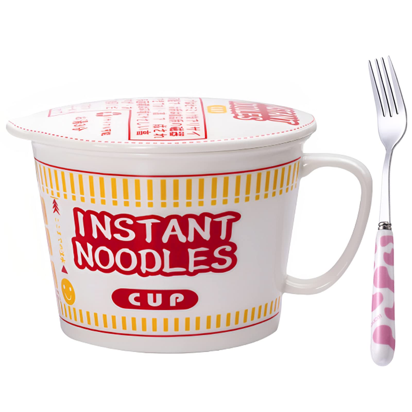 ECTbicyk 34 OZ ceramic Ramen Bowl with Lid Instant Ramen Noodle Bowl Large Soup Bowl with Handle