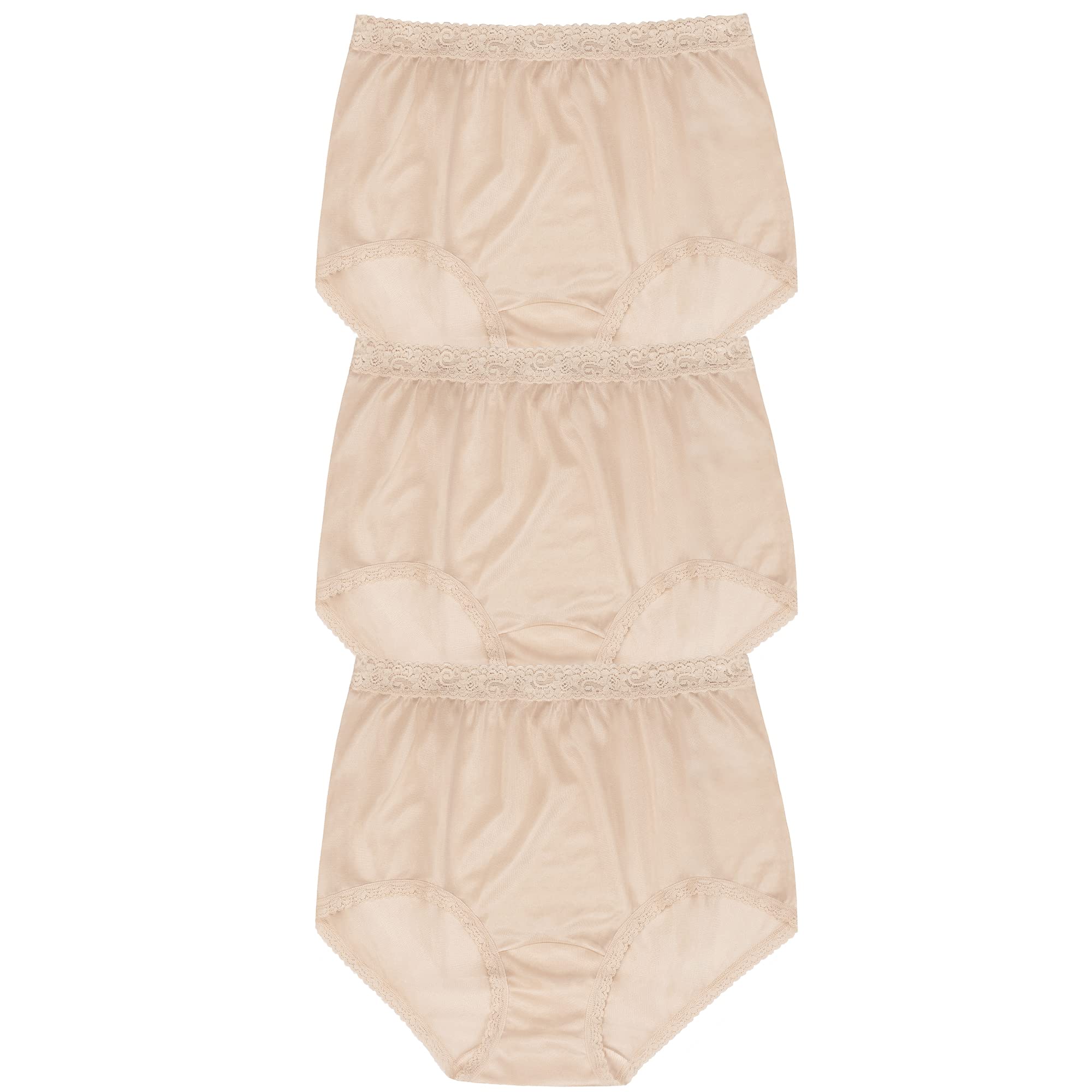 Lorraine Womens Underwear Lace Trim Full Brief Panties 3 Pack Multipack