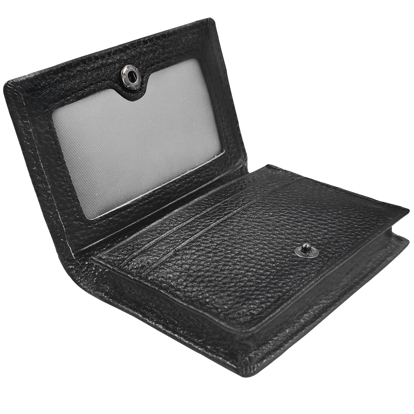 Outrip genuine Leather Business card Holder Name card case credit card Wallet with ID Window RFID Blocking (Black2)