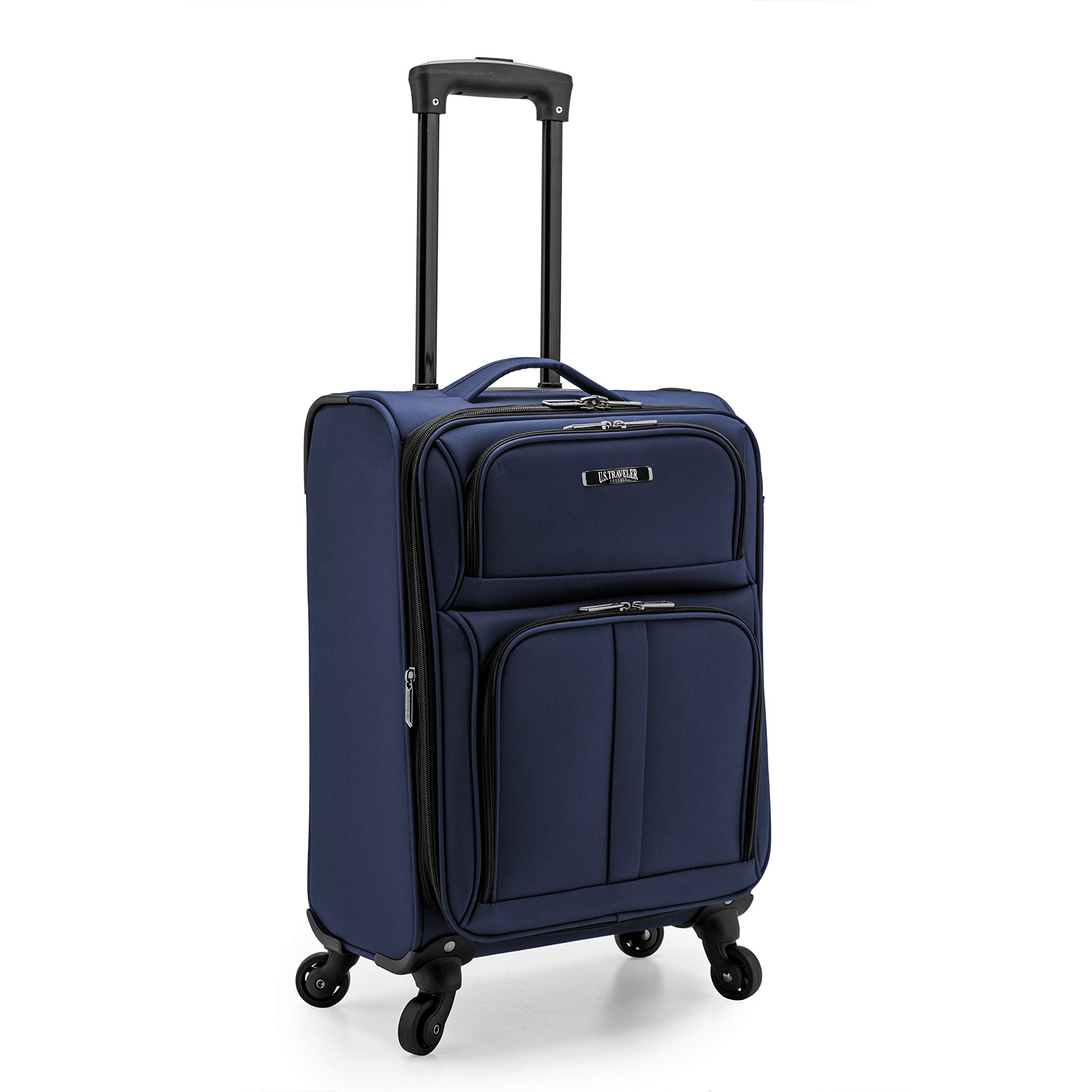 US Traveler Anzio Softside Expandable Spinner Luggage, Navy, carry-on 22-Inch
