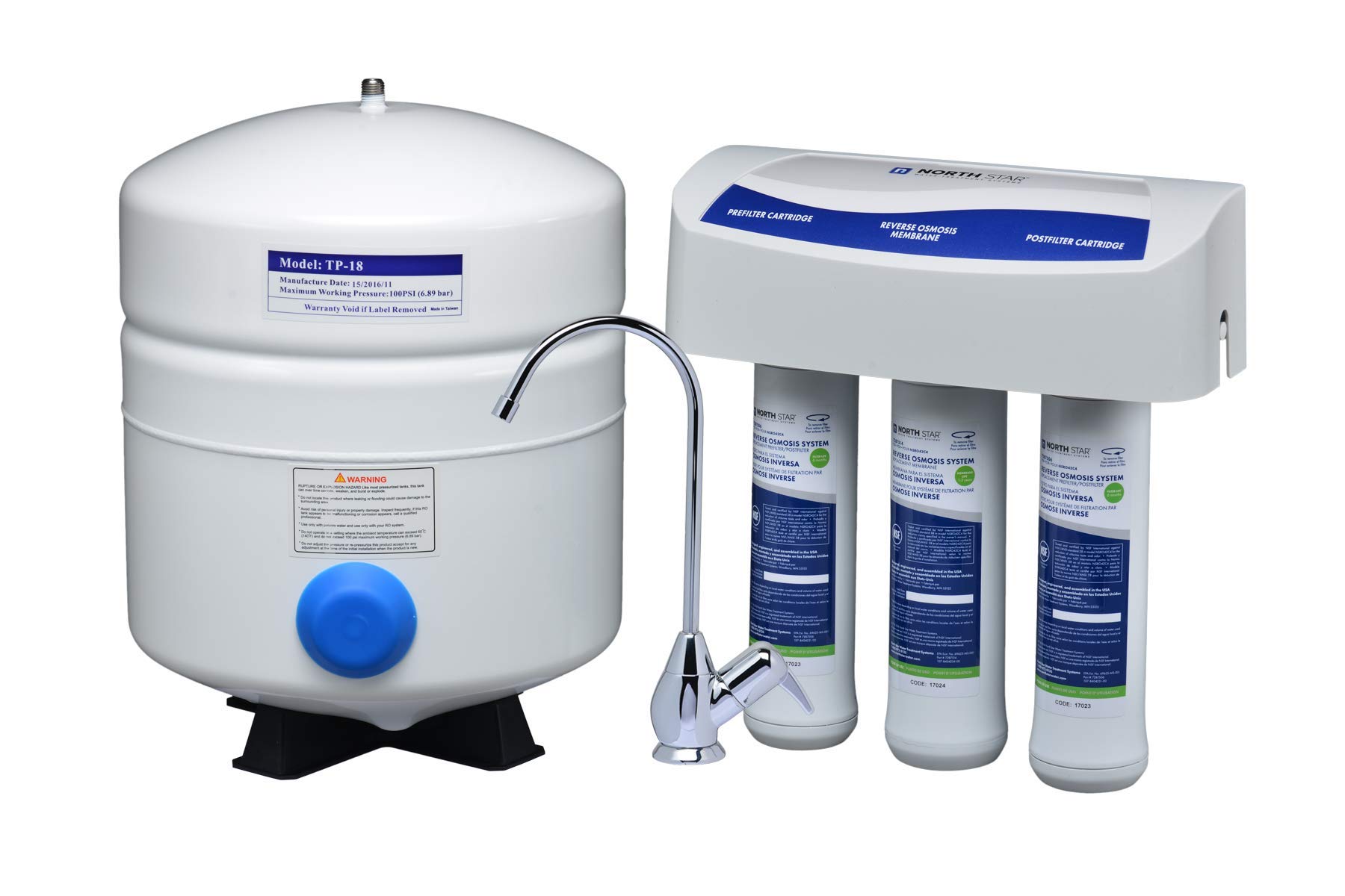 North Star Nsro42C4 Reverse Osmosis Under Sink Drinking Water Filtration System (7287695)  3 Stage System Includes Membrane And 