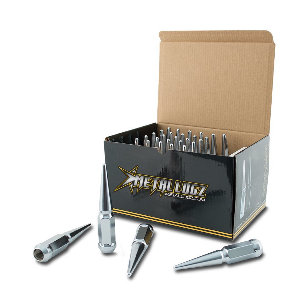 Metal Lugz Spiked Lugz Chrome 14X1.5 Thread 4.4 Overall Length Kit Contains 24 Lugs & 1 Key