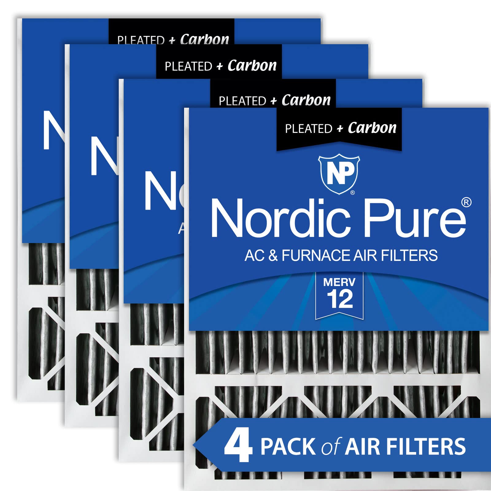 Nordic Pure 20X25X5 Merv 12 Pleated Plus Carbon Honeywell Replacement Ac Furnace Air Filters 4 Pack