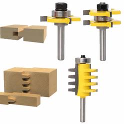 Y-Luck Set Of 3 Pcs 14-Inch Shank Router Bits, Tongue And Groove Router Bit With Finger Joint Router Bit For Doors, Tables, Shel