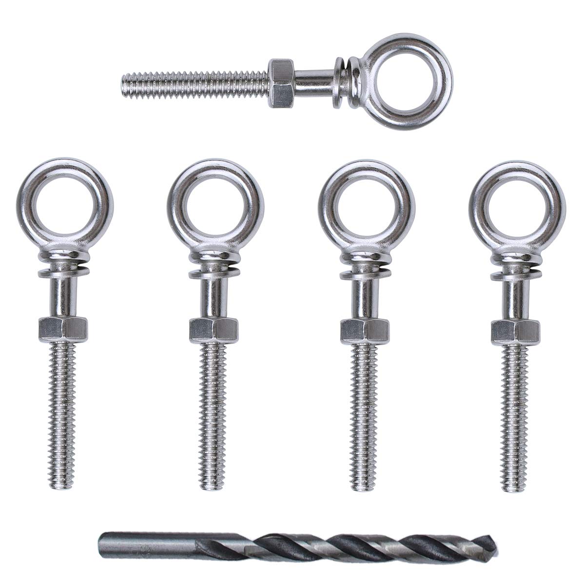 Muzata 5Pack 14-20 Eye Bolt Heavy Duty Shoulder Lifting Ring Threaded Eyebolts With Nuts Washers T316 Stainless Steel Marine Gra