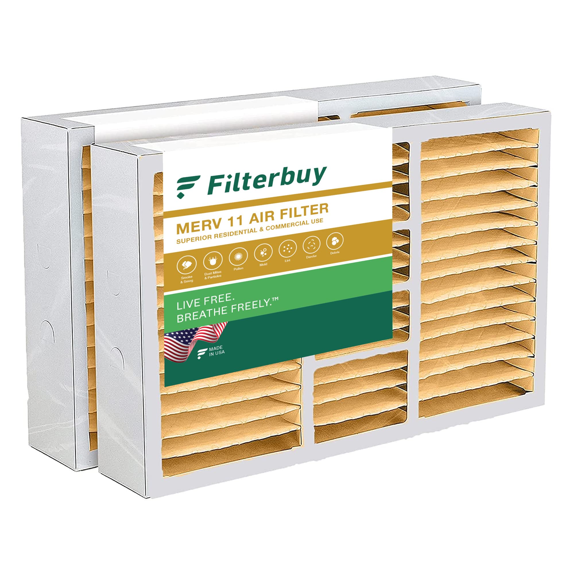 Filterbuy 14.5X27X5 Air Filter Merv 11 Allergen Defense (2-Pack), Pleated Hvac Ac Furnace Air Filters Replacement For Trane, Ame