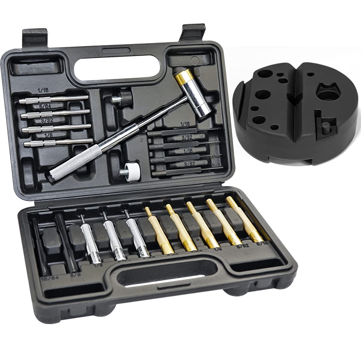 Bestnule Punch Set, Punch Tools, Roll Pin Punch Set, Made Of Solid Material Including Steel Punch And Hammer, Ideal For Machiner